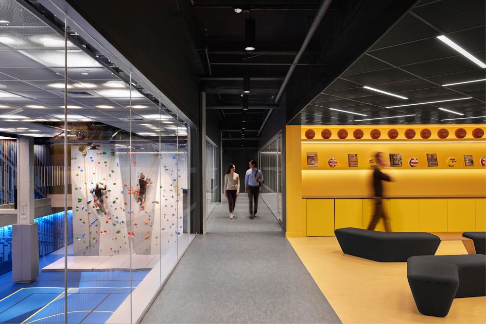 Yes, That’s a Climbing Wall in the Office. RFR’s Seagram Building Debuts ‘Playground’